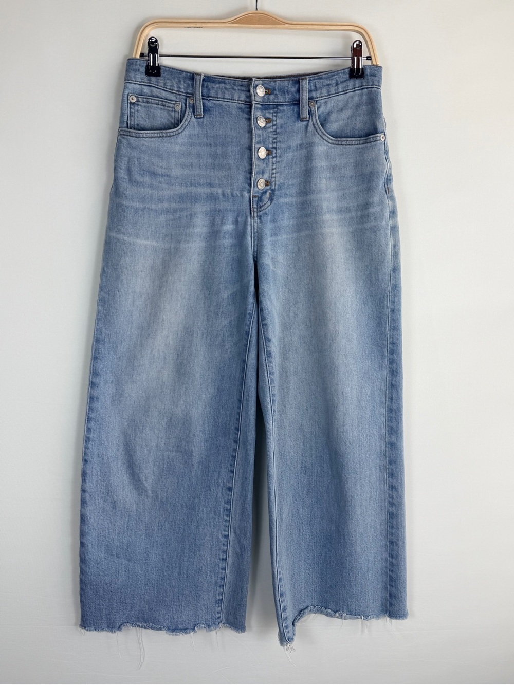 Madewell High Rise Wide Leg Crop Jeans Women’s Size 6 Button Fly Raw Hem